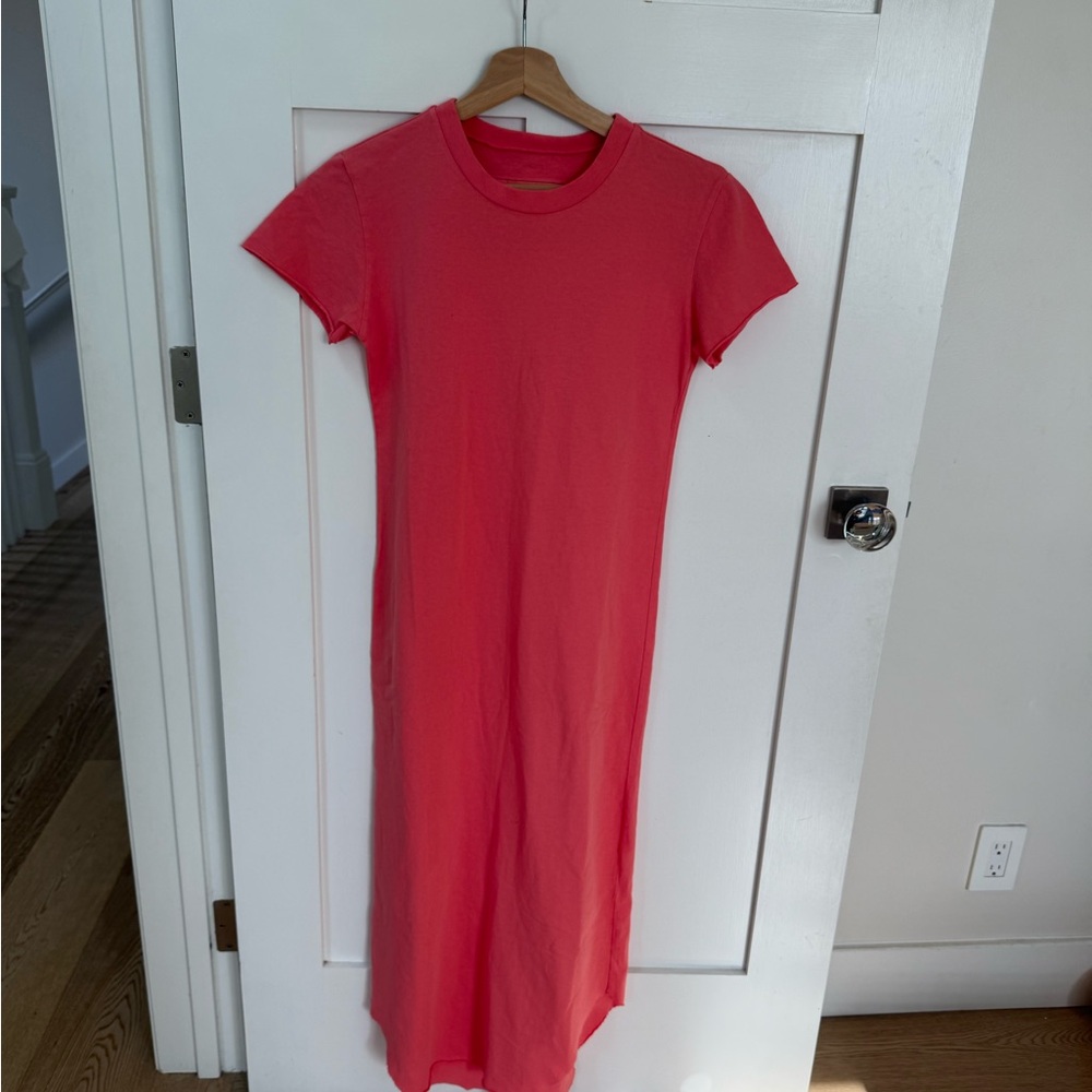 Frank & Eileen Harper Perfect Tee Curved Hem Cotton Maxi Dress coral xs NWOT